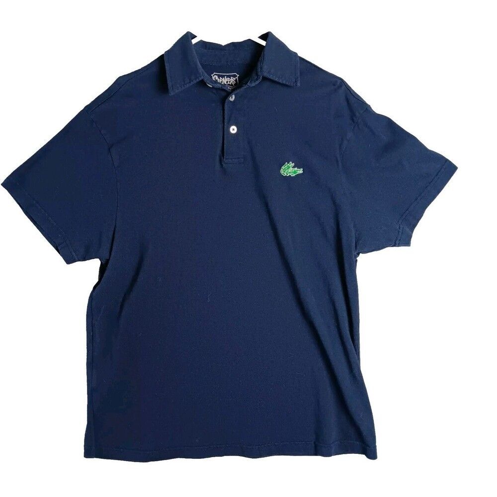 Spencers Polo Dark Blue Naughty Alligators Womens Lg Short Sleeve Pull Over